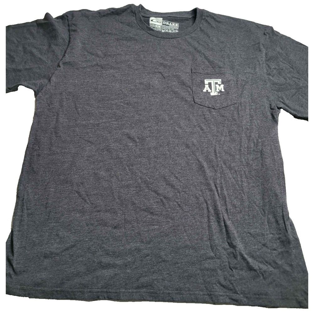 Drake Waterfowl Systems Texas A&M Gray Short Sleeve Pocket T-Shirt Men's 2XL‎